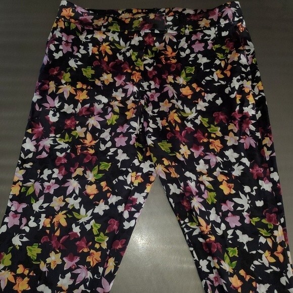 Equipment Florence Silk Trouser Pant High Rise Floral Leaf Straight Leg XL - Picture 3 of 15